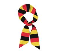 MYGANN Drapeau de la Belgique Rectangle Foulard en soie pour femme Hijab Accessoires de costume Pendentif sac à main 119 x 7,9 cm, Noir , taille unique