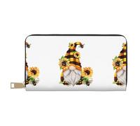 MYGANN Gnome Bee Portefeuille long unisexe en cuir microfibre avec fermeture éclair en métal pour bureau, voyage, rendez-vous galant, blanc, Taille unique