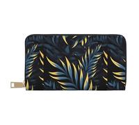 MYGANN Leaves in The Dark Portefeuille long unisexe en cuir microfibre avec fermeture éclair en métal pour bureau, voyage, rendez-vous, blanc, Taille unique