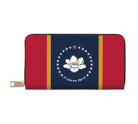 MYGANN Mississippi State Flag Portefeuille unisexe en cuir microfibre avec fermeture éclair en métal pour bureau, voyage, rendez-vous, blanc, Taille unique