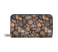 MYGANN Pebbles in The Beach Portefeuille long unisexe en cuir microfibre avec fermeture éclair en métal pour bureau, voyage, rendez-vous, blanc, Taille unique