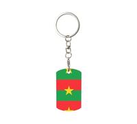 MYGANN Porte-clés rectangulaire unisexe en métal avec drapeau du Burkina Faso pour la maison, le bureau, la voiture, cadeaux créatifs, blanc, taille unique