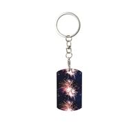 MYGANN Porte-clés rectangulaire unisexe en métal motif feu d'artifice pour la maison, le bureau, la voiture, cadeaux créatifs, blanc, taille unique