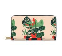 MYGANN Potted Turtleback Tree Portefeuille long unisexe en cuir microfibre avec fermeture éclair en métal pour bureau, voyage, rendez-vous, blanc, Taille unique