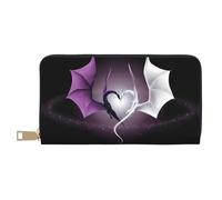 MYGANN Purple and Wirte Dragons Portefeuille long unisexe en cuir microfibre avec fermeture éclair en métal pour bureau, voyage, rendez-vous, blanc, Taille unique