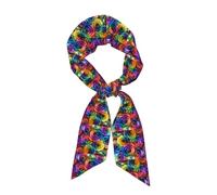 MYGANN Rainbow Rose Rectangle Foulard Hijab en soie pour femme Accessoires de costume Sac à main Pendentif 119 x 7,9 cm, Noir , taille unique