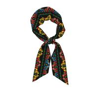 MYGANN Runner Suédois Dala Horse Folk Rectangle Foulard en soie pour femme Hijab Accessoires de costume Pendentif sac à main 119 x 7,9 cm, Noir , taille unique