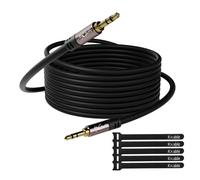 Mygatti 10m Câble auxiliaire jack 3,5 mm,Câble jack audio stéréo,pour voiture, écouteurs, téléphone portable, tablettes, haut-parleurs, lecteurs MP3/MP4, etc.avec 5 serre-câbles