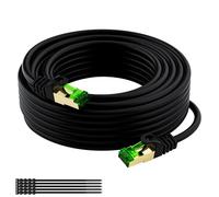 Mygatti 2 mètres Câble réseau 40Gbps CAT 8,pour usage extérieur/intérieur, câble Ethernet S/FTP 2000 MHz,résistant aux intempéries,résistant aux UV,POE,connecteur RJ45+25 attaches de câble