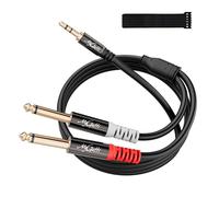 Mygatti 2m Câble audio jack 3,5mm vers 2x6,35mm, TRS Mâle vers TS Mâle Mono Y Splitter, pour Smartphone, Tablette, Table de Mixage, Amplificateur, Cinéma Maison etc+5 attaches de câble