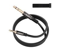Mygatti 2m Câble Audio jack 6,35mm vers 3,5mm, TRS Stéréo Aux Mâle vers Mâle, Compatible avec Smartphone, Tablette, Amplificateur, Guitare, Piano, Mixeurs, Chaîne HiFi etc +5 attaches de câble