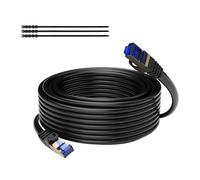 Mygatti 50 mètres CAT 7 Utilisation en extérieur Câble réseau Ethernet RJ45 à enfouissement direct,imperméabl,SSTP,Câble Ethernet 10 Gigabit,LAN et Patch,POE - Noir,avec 15 attaches de câble