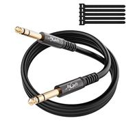 Mygatti 6.35mm vers 6.35mm TRS Audio Stéréo Câble 2m, 1/4 Pouce Mâle Jack Cable Instrument, Symétrique & Hifi Sound, pour Amplificateur, Mixeur, Clavier, Guitare, Enceinte etc +5 Attaches de Câble