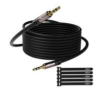 Mygatti Câble auxiliaire jack 3,5 mm (50 mètres) jack vers jack stéréo pour voiture, casque, PC, téléphone portable, tablettes, haut-parleurs, lecteur MP3/MP4, etc. (avec 5 serre-câbles)