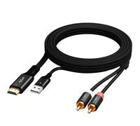 Mygatti Câble convertisseur audio HDMI ARC/eARC vers 2RCA 192 kHz unidirectionnel 1 m - Extracteur stéréo L/R alimenté par USB pour TV vers home cinéma - Amplificateur de système / anciens