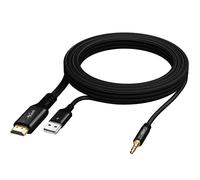 Mygatti Câble convertisseur HDMI ARC vers AUX stéréo 2 m pour téléviseur vers haut-parleur, Plug & Play, câble ARC vers fiche 3,5 mm, extracteur audio pour haut-parleurs de système audio, home cinéma