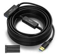 Mygatti Câble d'extension USB 3.0 mâle vers femelle actif de 10 mètres,avec 2 amplificateurs de signal,compatible avec ordinateurs portables,disques durs,VR,avec 5 attaches de câble