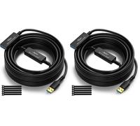 Mygatti Câble d'extension USB 3.0 mâle vers femelle actif de 10 mètres,avec 2 amplificateurs de signal,compatible avec ordinateurs portables,disques durs,VR,avec 5 attaches de câble (Lot de 2)