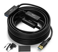Mygatti Câble d'extension USB 3.0 mâle vers femelle actif de 20 mètres,avec 4 amplificateurs de signal et alimentation,compatible avec ordinateurs portables,disques durs,VR,avec 5 attaches de câble