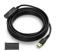 Mygatti Câble d'extension USB 3.0 mâle vers femelle actif de 5 mètres,avec 1 amplificateurs de signal,compatible avec ordinateurs portables,disques durs,VR,avec 5 attaches de câble