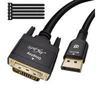 Mygatti Câble Displayport vers DVI 2m, 4K@30Hz / 1080p@60Hz Unidirectionnel, DP Mâle vers DVI Mâle Adaptateur, pour Ordinateur Portable, Projecteur, Moniteur, PC，HDTV etc avec 5 Attaches de Câble