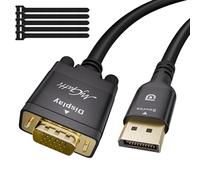 Mygatti Câble DisplayPort vers VGA 5m, 1080p Unidirectionnel, DP Mâle vers VGA Mâle Adaptateur, pour Ordinateur Portable, Projecteur, Moniteur, PC,TV, Desktop etc avec 5 Attaches de Câble