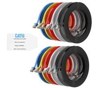 Mygatti Câble Ethernet plat CAT6-0.5 m/12 pièces -multicolore- Gigabit câble réseau Internet haut débit avec connecteur RJ45 compact, Câble patch fin, mince, flexible, POE, UTP,pour Routeur Modem