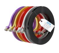 Mygatti Câble Ethernet plat CAT6-1.5 m/5 pièces -multicolore- Gigabit câble réseau Internet haut débit avec connecteur RJ45 compact, Câble patch fin, mince, flexible, POE, UTP,pour Routeur Modem