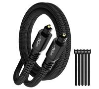 Mygatti Câble Optique Audio 3m, Toslink Câble Audio Numérique (Nylon Tressé, S/PDIF, Dolby DTS Sound), Cable Fibre Optique pour Home Cinema, Barre de Son, PS4/Xbox One, TV etc +5 Attaches de Cable