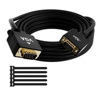 Mygatti Câble VGA Mâle vers Mâle 30m,D-Sub 15 broches,contacts plaqués or,boîtier en alliage d'aluminium,30AWG,câble-moniteur Full HD 1080p SVGA,pour Moniteur TV, projecteur,avec 5 attaches