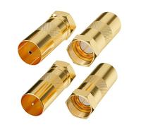 Mygatti Lot de 4 adaptateurs d'antenne plaqués or - 2 fiches F vers fiche d'antenne IEC et 2 fiches F vers prise d'antenne IEC - Kit d'adaptateurs de qualité supérieure pour antenne coaxiale