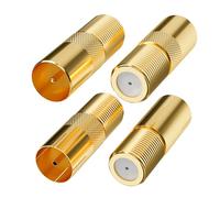 Mygatti Lot de 4 adaptateurs d'antenne plaqués or - 2 prises F vers fiche d'antenne IEC et 2 prises F vers prise d'antenne IEC - Kit d'adaptateurs de qualité supérieure pour antenne coaxiale