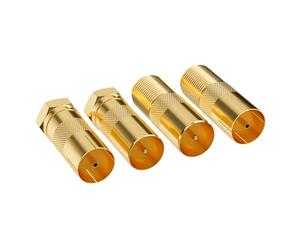 Mygatti Lot de 4 adaptateurs d'antenne satellite - Fiche F et prise F vers fiche d'antenne et prise d'antenne - Kit d'adaptateurs de qualité supérieure pour connecteur d'antenne