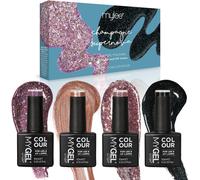 Mygel By Ensemble De Vernis À Ongles En Gel Scintillant 4x10ml - Pédicure Et Manucure Uv/Led Soak-Off Nail Art Pour Usage Professionnel, Salon Et Maison - Longue Durée, Facile À Appliquer