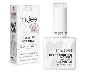 MYGEL by Mylee Vernis à ongles en gel Confettis Coeur Couche de Finition Sans Essuyage 15 ml, UV/LED Nail Art Manucure Pédicure, Usage Professionnel et Domestique, Longue durée, Facile à appliquer