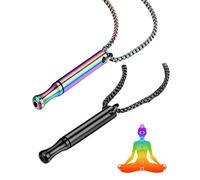 MYGLOAR 2 pièces Chaîne de respiration, collier de méditation, collier de pleine conscience, collier de respiration pour les amateurs de méditation, de yoga, de danse, de calme, Noir + Couleur