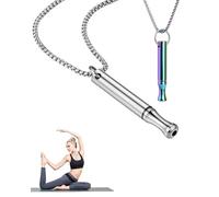 MYGLOAR 2 pièces Chaîne de respiration, collier de méditation, collier de pleine conscience, collier de respiration pour les amateurs de méditation, de yoga, de danse, de calme, Argent + Couleur