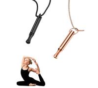MYGLOAR 2 pièces Chaîne de respiration, collier de méditation, collier de pleine conscience, collier de respiration pour les amateurs de méditation, de yoga, de danse, de calme, Or rose + Noir