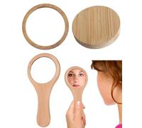 MYGLOAR 2 pièces de miroirs de maquillage, miroirs portables, miroirs en bois, petits miroirs, créatif, cadre en bois miroir avec base en bois - chambre salon, miroir de maquillage de style mignon