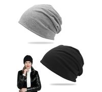 MYGLOAR 2PCS Vendre Bonnet décontracté léger pour Hommes et Femmes, Chapeau Doux et Fin, Respirant, Bonnet Long élastique, adapté au Printemps, à l'automne et à l'hiver, Garde au Chaud en Hiver