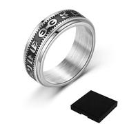 MYGLOAR Bague fidget spinner en acier inoxydable, bague rotative en acier inoxydable, adaptée aux femmes fidget spinner, bague noire d'engagement de mariage, bague noire cool, adaptée aux hommes