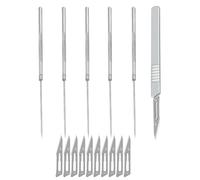 MYGLOAR Ensemble de 16 aiguilles de dissection et scalpel, aiguille de dissection à pointe droite en acier inoxydable, aiguille de prélèvement miniature de précision
