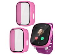 MYGLOAR Pack de 2 coques pour Xplora XGO 3/ Xplora Kidzi - Protection intégrale avec protecteur d'écran en verre trempé HD, coque de protection ultra-mince et résistante aux rayures Rose Rouge