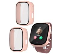 MYGLOAR Pack de 2 coques pour Xplora XGO 3/ Xplora Kidzi - Protection intégrale avec protecteur d'écran en verre trempé HD, coque de protection ultra-mince et résistante aux rayures Rose Sable