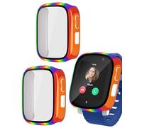 MYGLOAR Pack de 2 coques pour Xplora XGO 3/ Xplora Kidzi - Protection intégrale avec protecteur d'écran en verre trempé HD, coque de protection ultra-mince et résistante aux rayures - arc-en-ciel