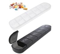 MYGLOAR Pilulier 2 pièces à vendre 7 jours, grand pilulier portable sans BPA pour huile de poisson, médicaments, vitamines, compléments alimentaires