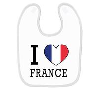 Mygoodprice Bavoir bébé imprimé drapeau i love France Blanc