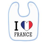 Mygoodprice Bavoir bébé imprimé drapeau i love France Blanc Bleu