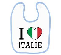 Mygoodprice Bavoir bébé imprimé drapeau i love Italie Blanc Bleu