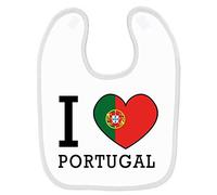 Mygoodprice Bavoir bébé imprimé drapeau i love Portugal Blanc
